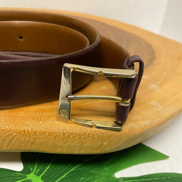 Vintage Christian Dior Burgundy Leather Belt Sz:36